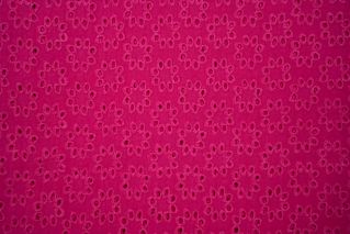Fuchsia Pink Chikankari Embroidered Cotton Fabric (58" Width )