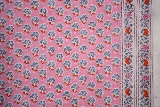Pink Bordered Block Print Fabric