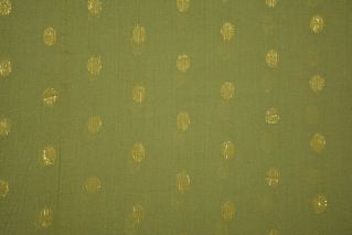 Antique Green Golden Zari Striped Cotton Fabric