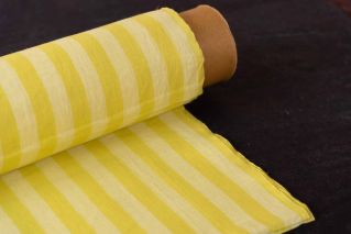 Yellow Striped Handloom Khari Cotton Fabric