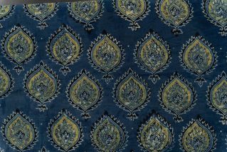Blue Ajrakh Hand Block Printed Fabric