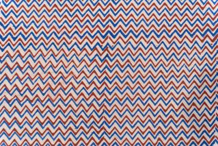 Red And Blue Chevron Block Printed Cotton Fabric