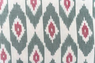 Green Red Ikat Upholstery Cotton Fabric