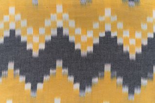 Yellow Grey Ikat Upholstery Cotton Fabric
