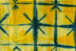 Yellow Green Shibori Clamp Dye Fabric