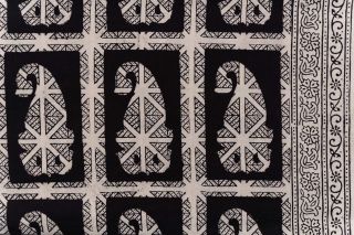 Black Paisley Bagh Block Printed Cotton Fabric
