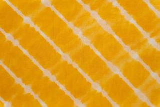 Yellow Block Printed Lehariya  Silk Cotton Fabric