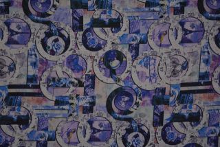 Purple And Blue Digital Print Crepe Fabric