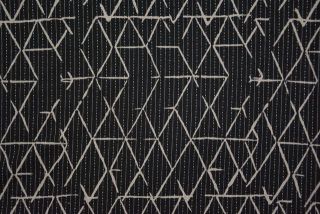 Black Triangles Kantha Cotton Fabric