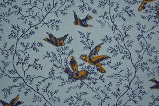 Greyish Blue Bird Printed Rayon Fabric