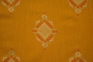 Golden Yellow Print Slub Rayon Fabric