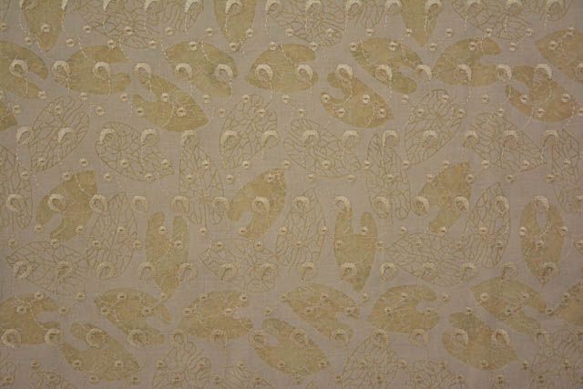Cream Embroidered Printed Indian Soft Cotton Fabric
