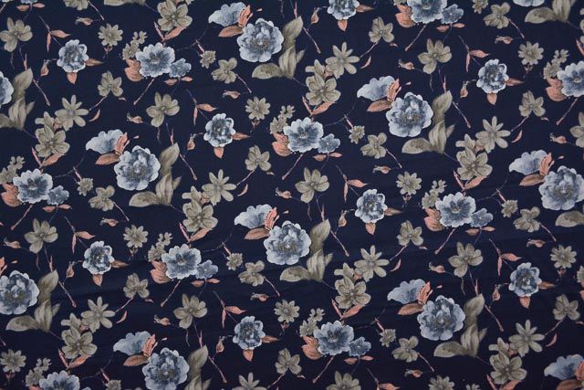 Black And Pink Floral Giza Cotton Shirting Fabric