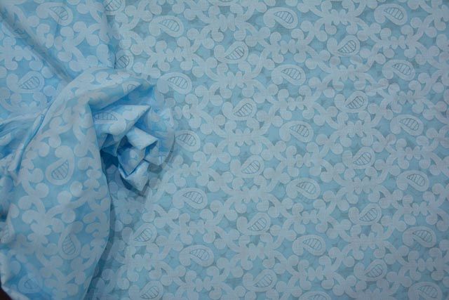Light Blue Self Print Indian Cotton Fabric