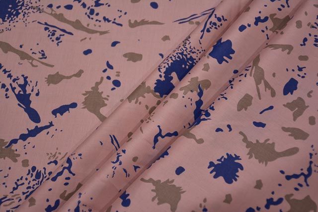 Pink And Blue Spots Giza Shirt Fabric