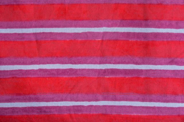 Red And Violet Striped Block Print Fabric