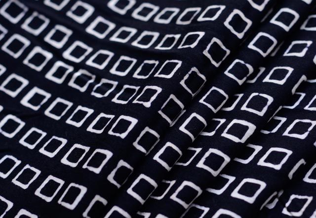 Black And White Square Print Rayon Fabric By The Yard