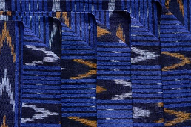 Regal Blue  Striped Ikat Fabric By The Yard