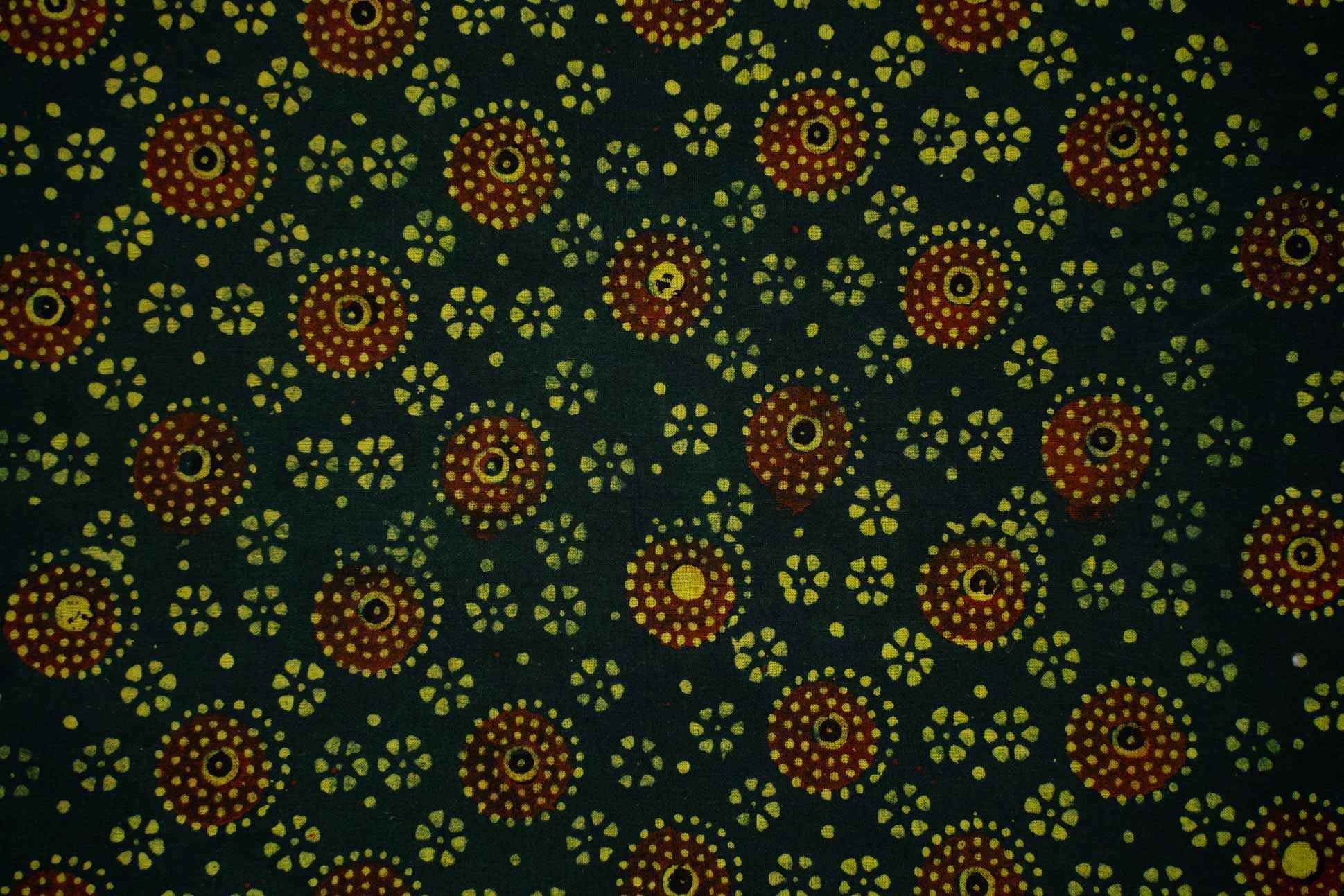 Green Ajrakh Block Print Fabric