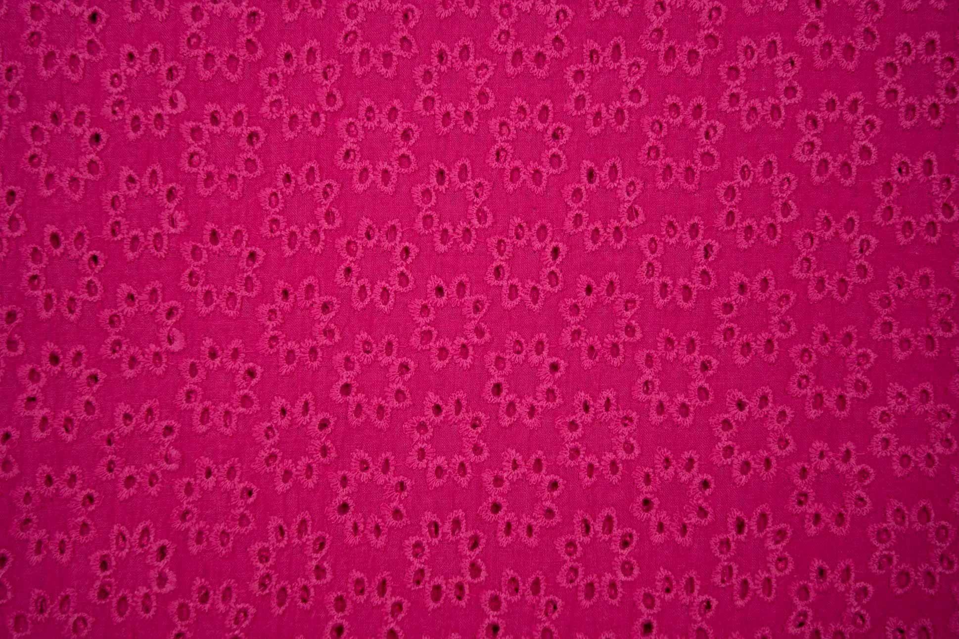 Fuchsia Pink Chikankari Embroidered Cotton Fabric (58
