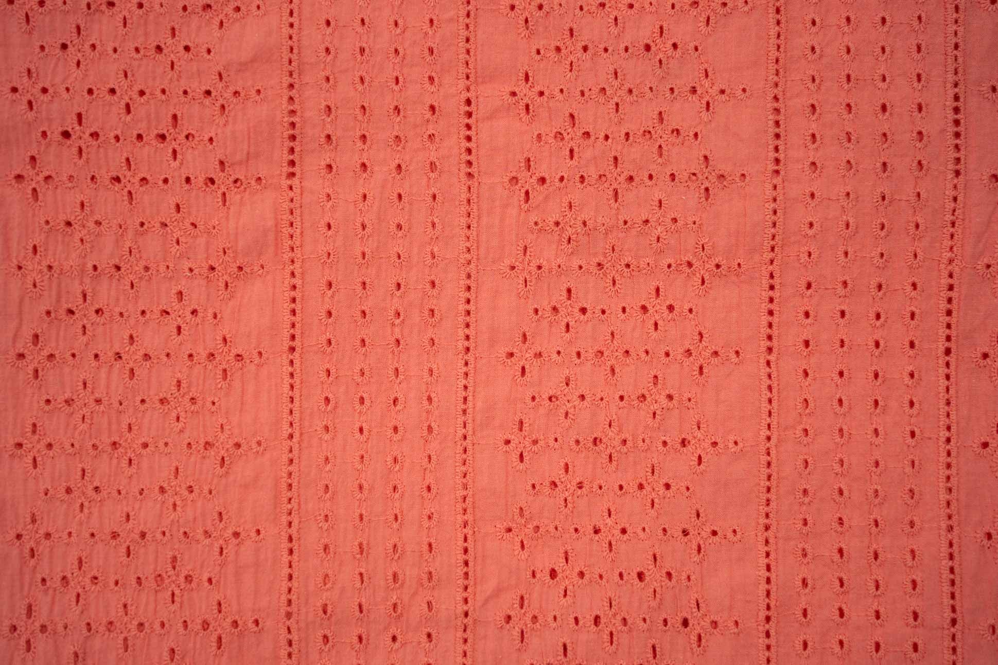 Coral Haze Chikankari Embroidered Cotton Fabric (58