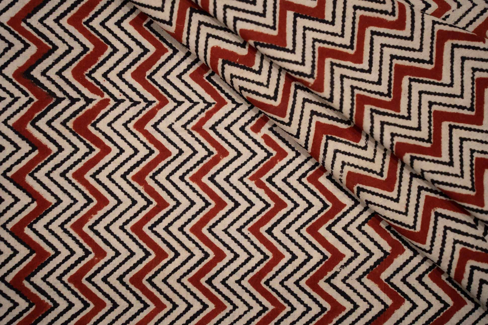 Bagru Chevron Block Print Cotton Fabric