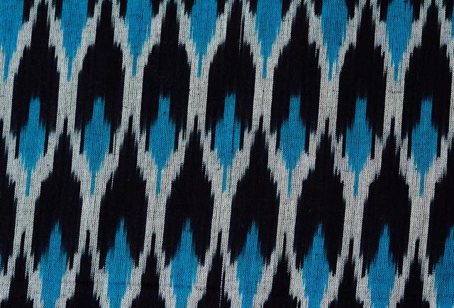 Black Blue And White Ikat Fabric By The Yard