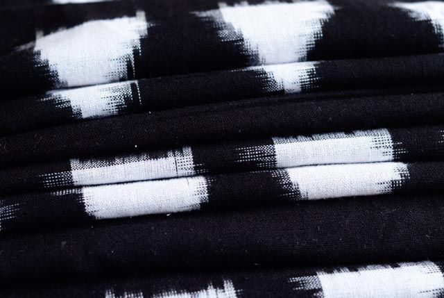 Natural Black And White Color Double Ikat Pattern