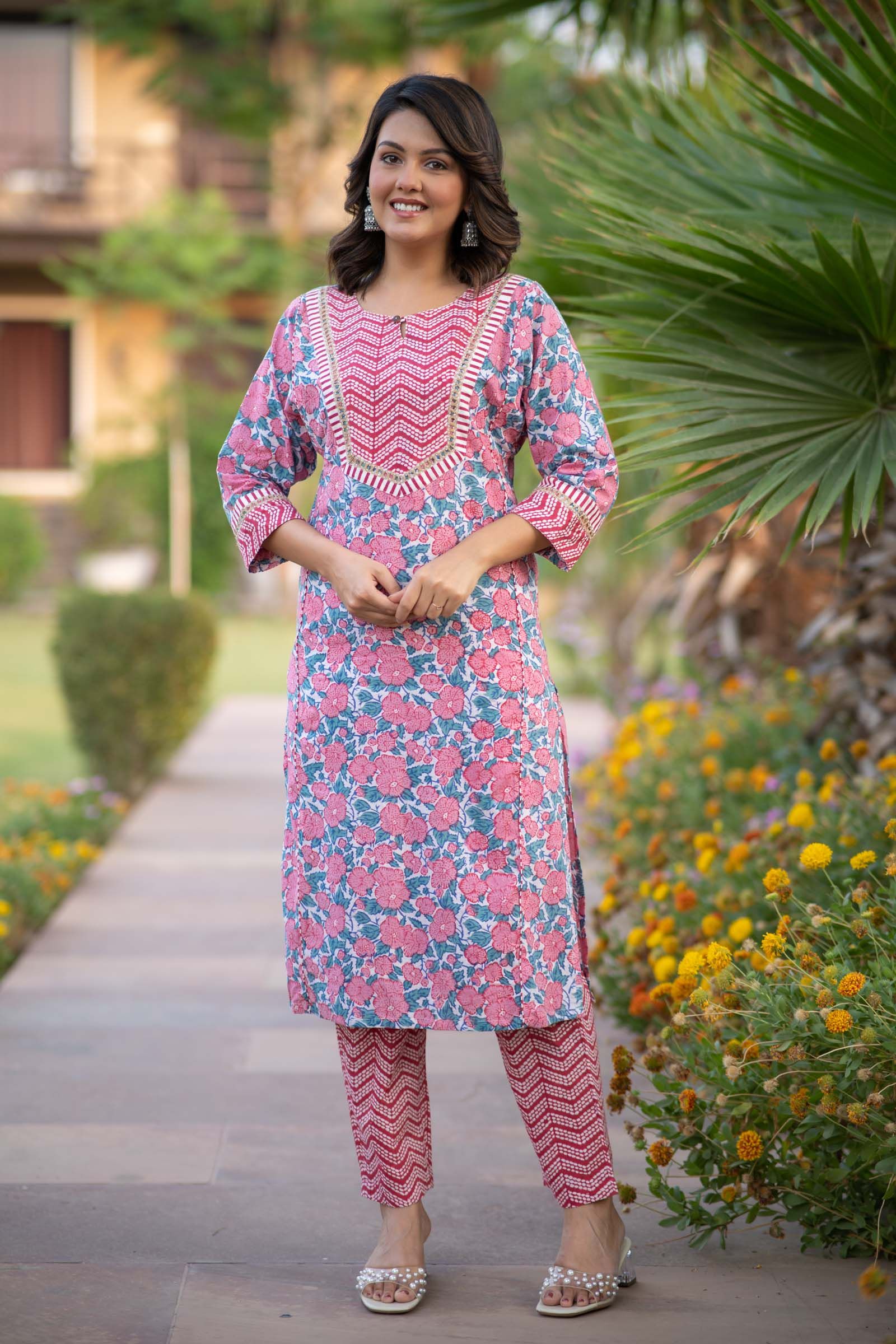 Pink Floralkurta Set