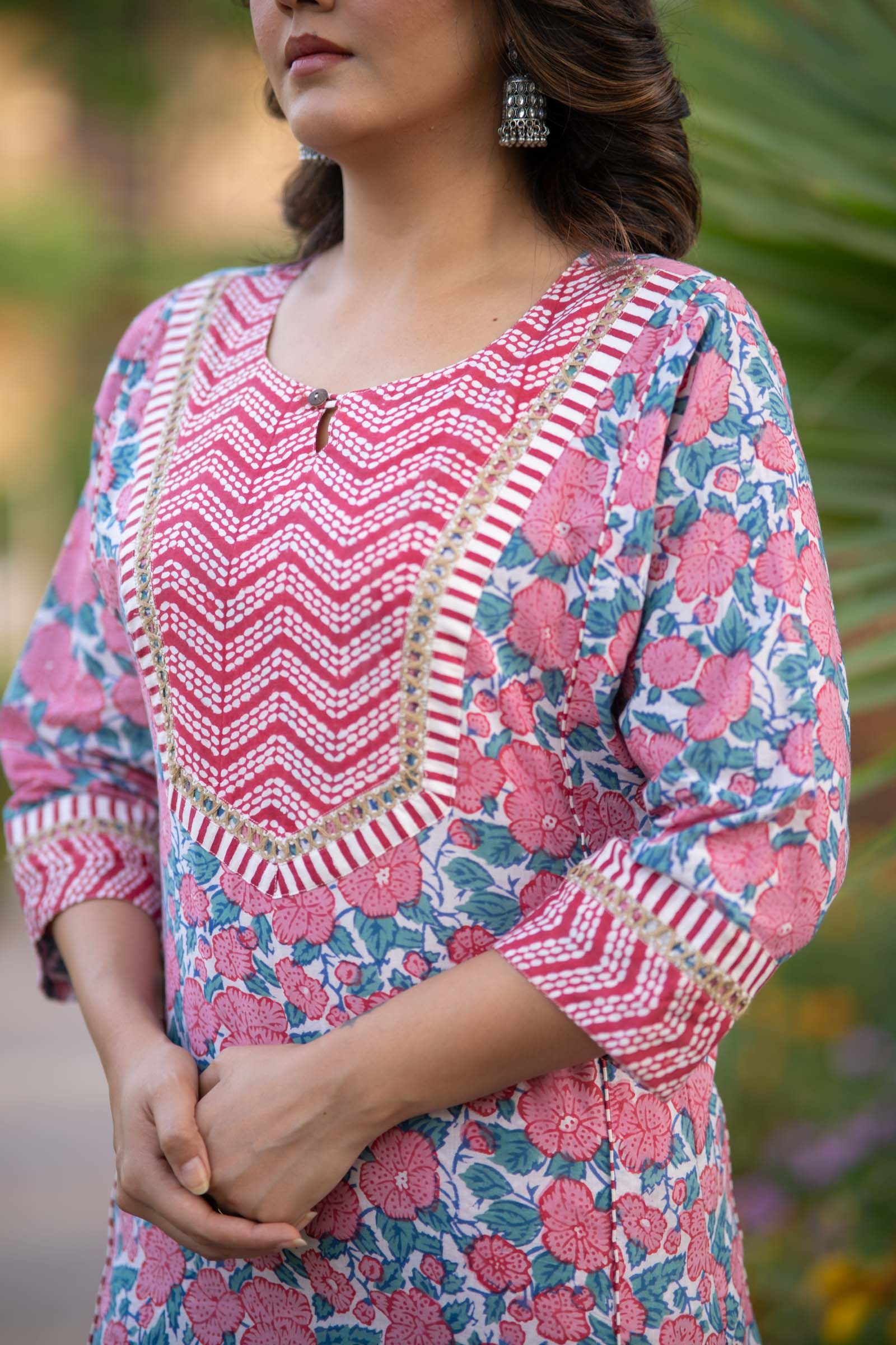 Pink Floralkurta Set