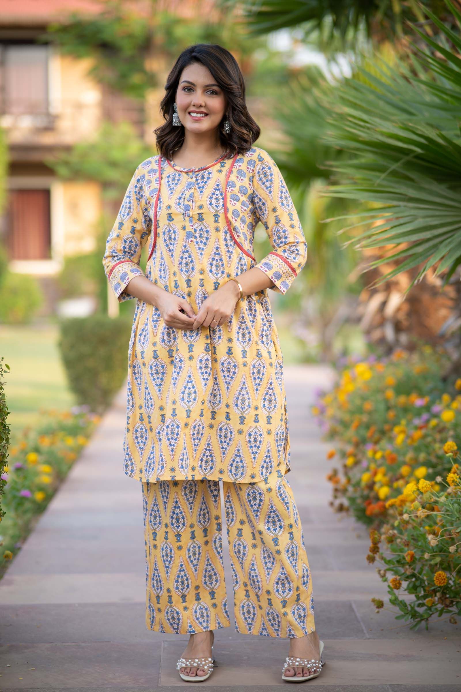 Yellow Kurta Palazzo Set