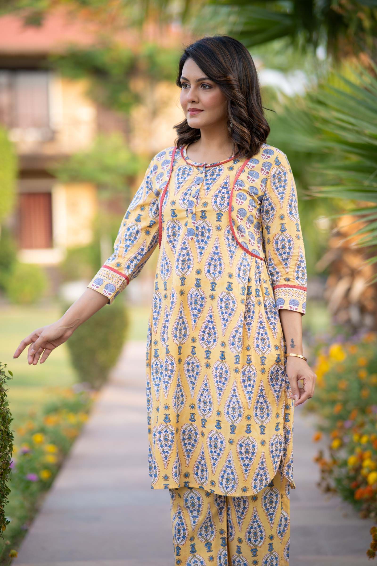 Yellow Kurta Palazzo Set