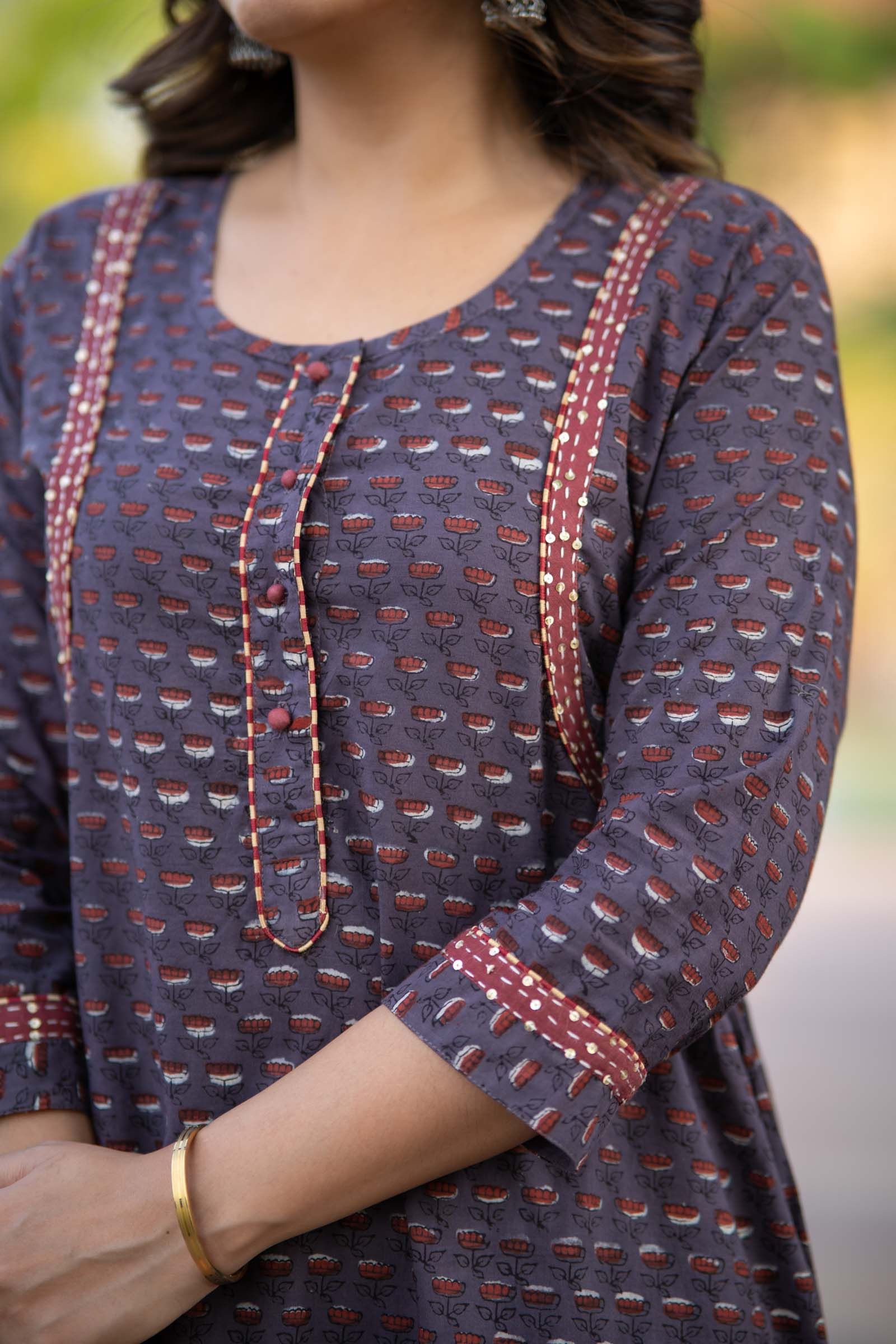 Bagru Red Kurta Set