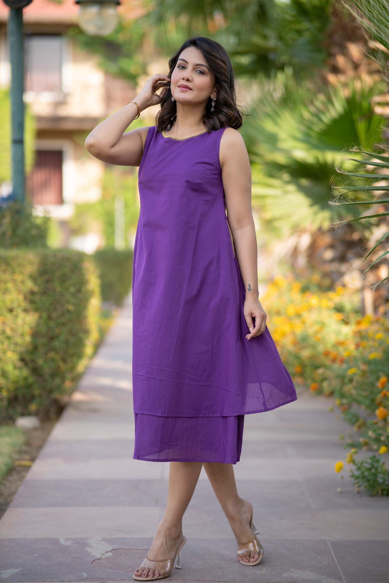 Purple Sleeveless Dress 