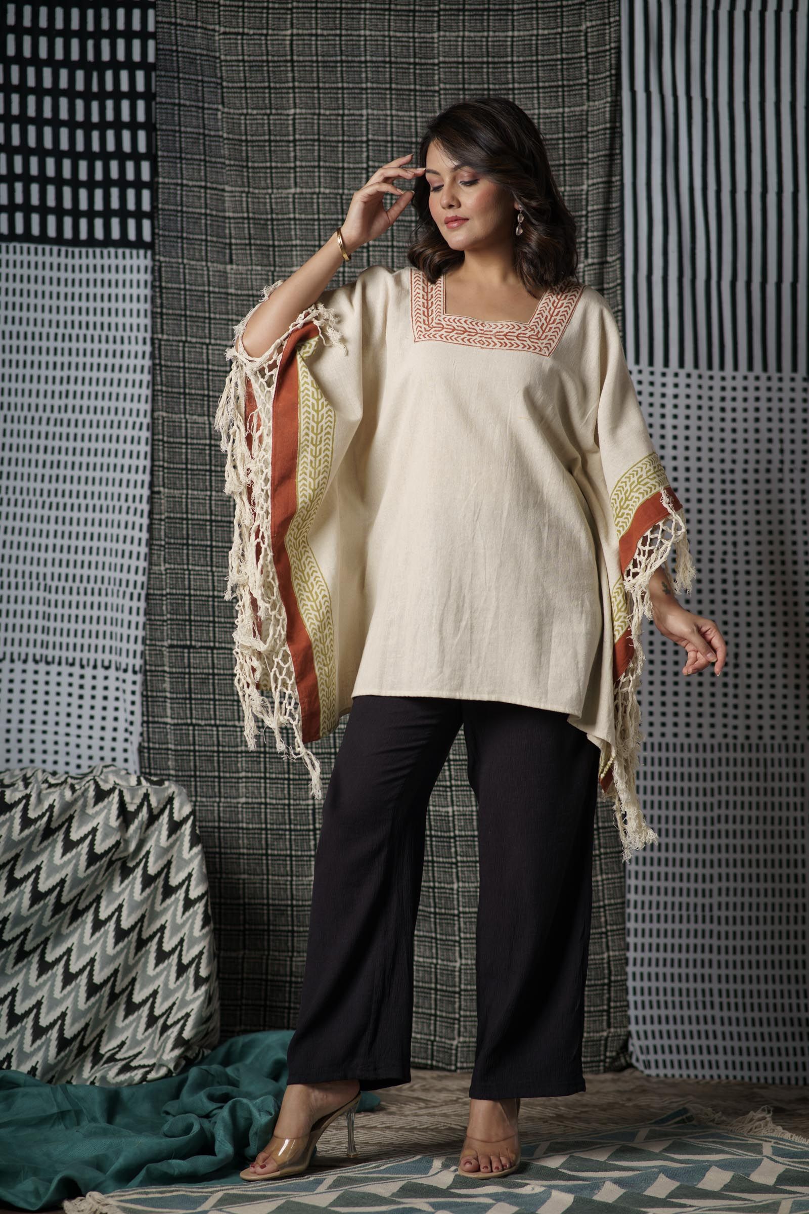 Block Printed Khari Kaftan Top