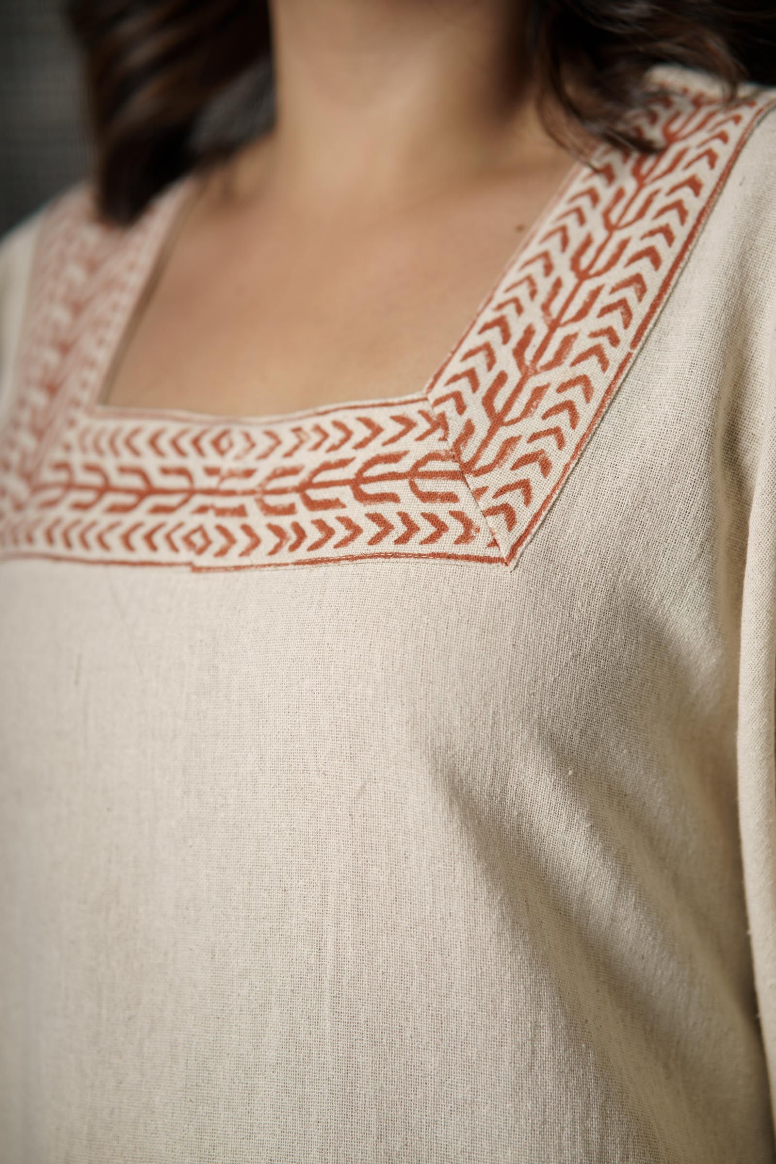 Block Printed Khari Kaftan Top