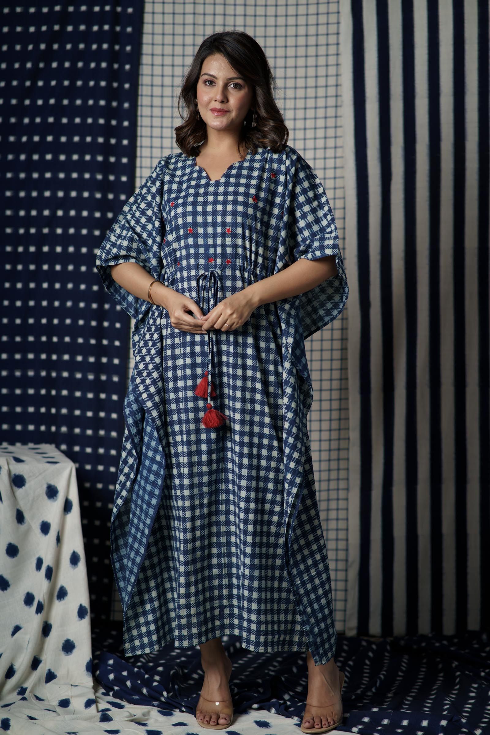 Indigo Checks Kaftan