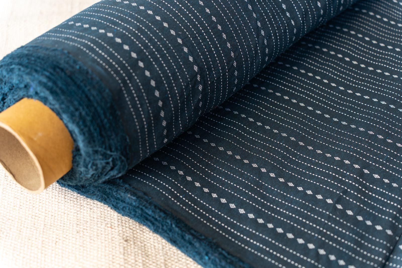 Blue Striped Khari Cotton Blend Dobby Fabric(2.25 Mtr)