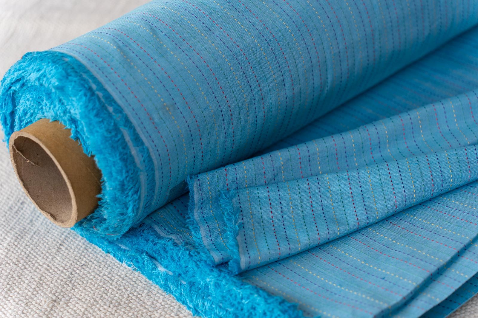 Blue Khari Cotton Blend Dobby Fabric(2.25 Mtr)