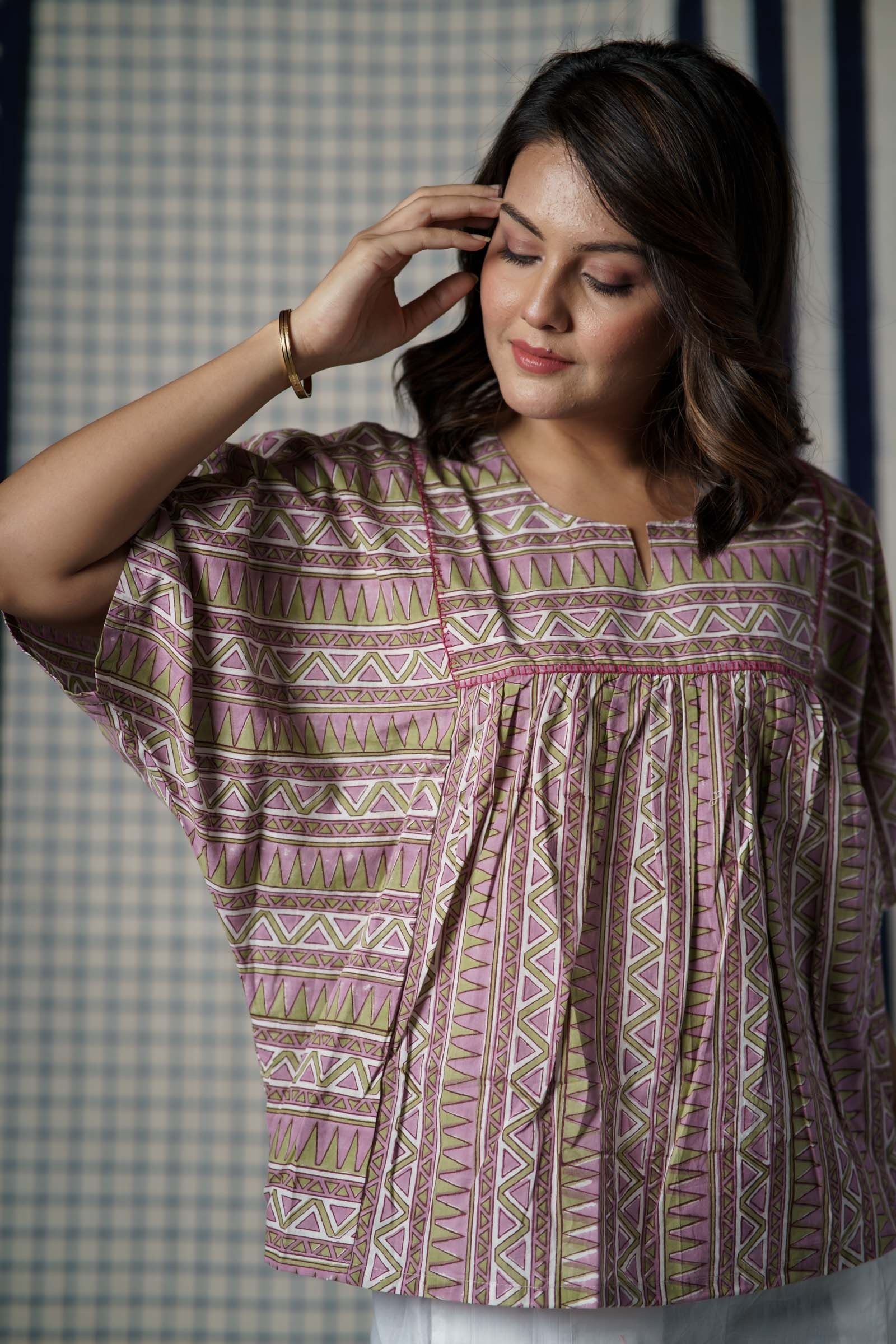 Green Violet Kaftan Top