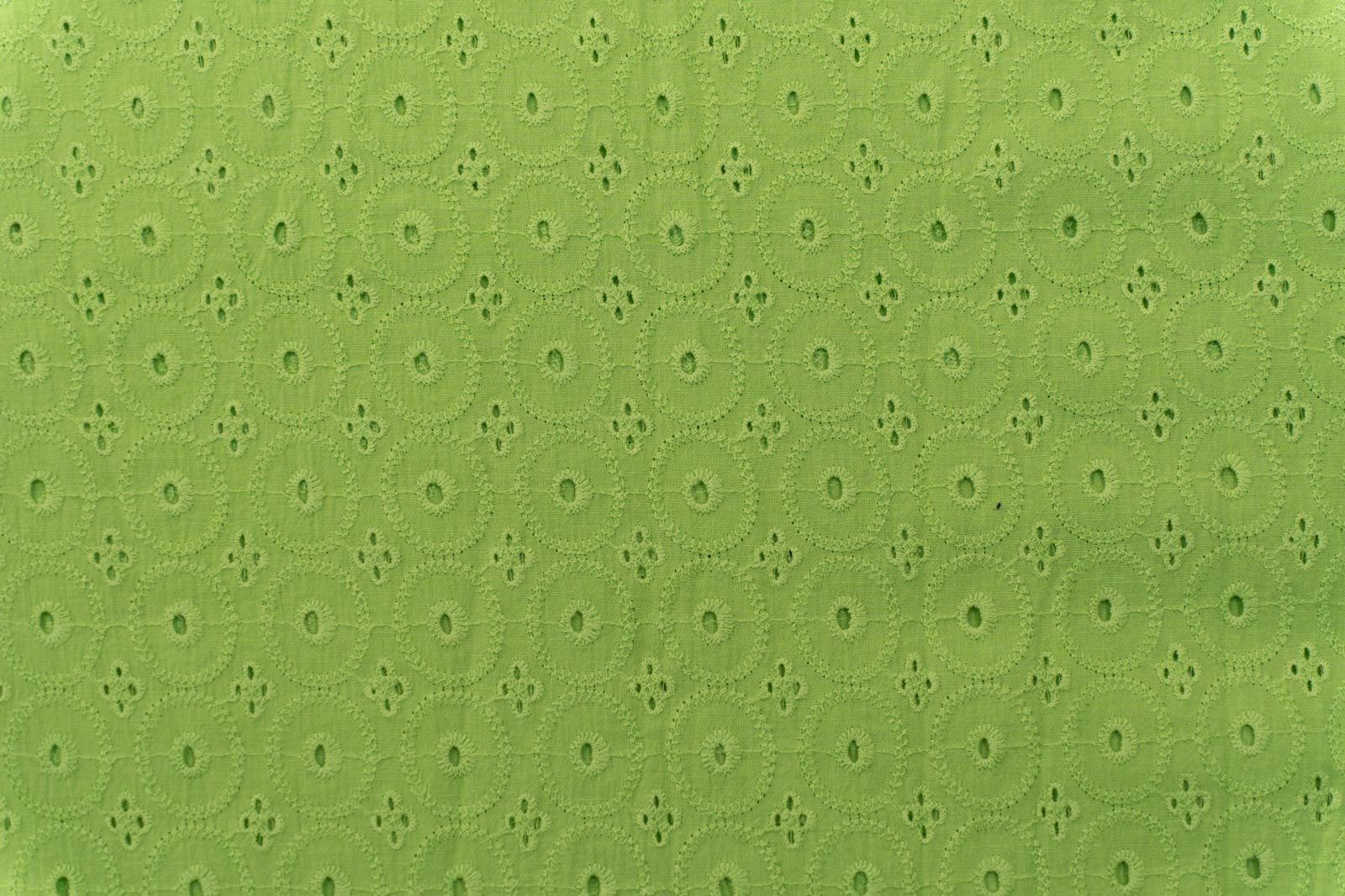 Macaw Green Chikankari Embroidered Cotton Fabric (width