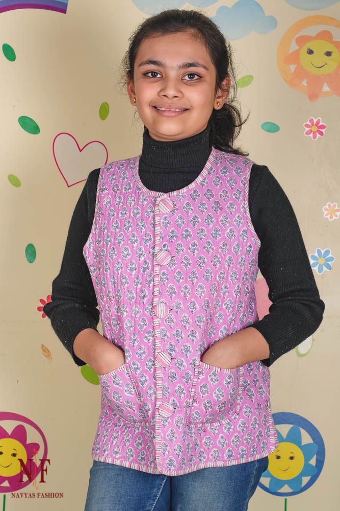Violet Reversible Quilted Sleeveless Kids Jacket