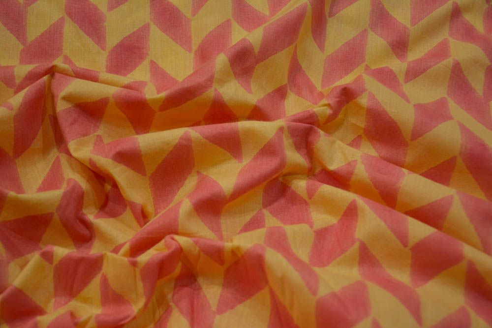 Pink Designer Block Printed Cotton Fabric
