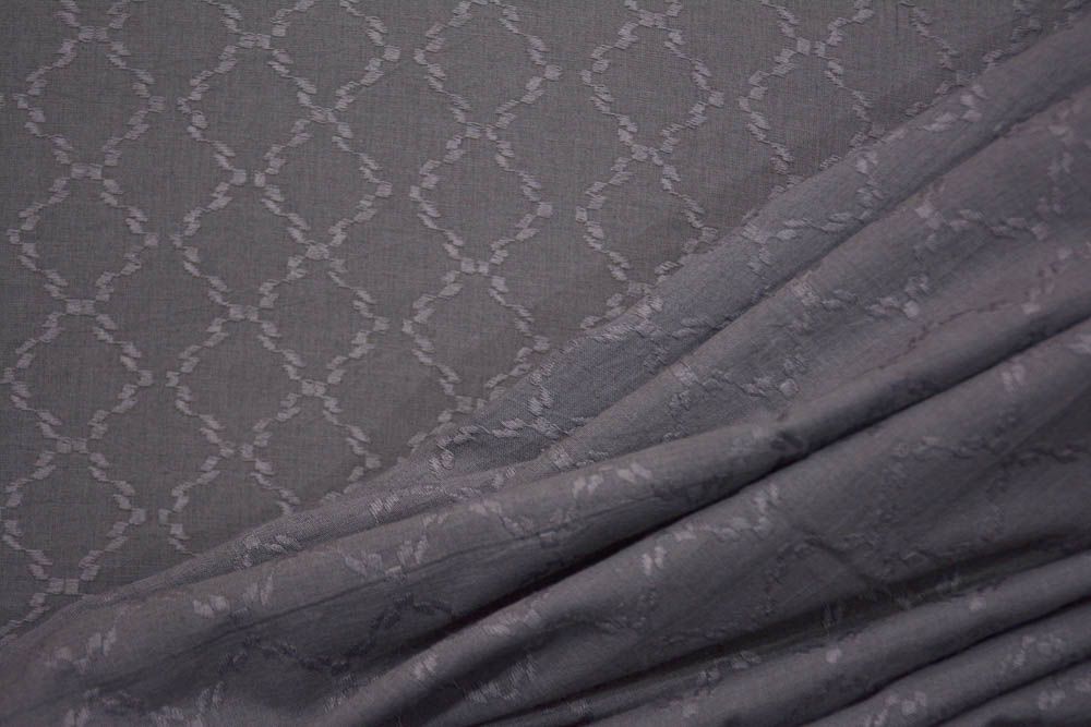 Smoked Grey Self Design Cotton Dobby Fabric 