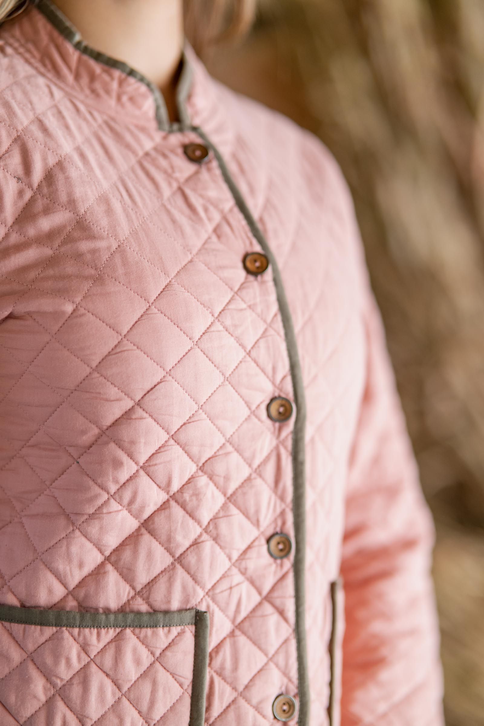 Pink Brown Reversible Quilted Women Jacket