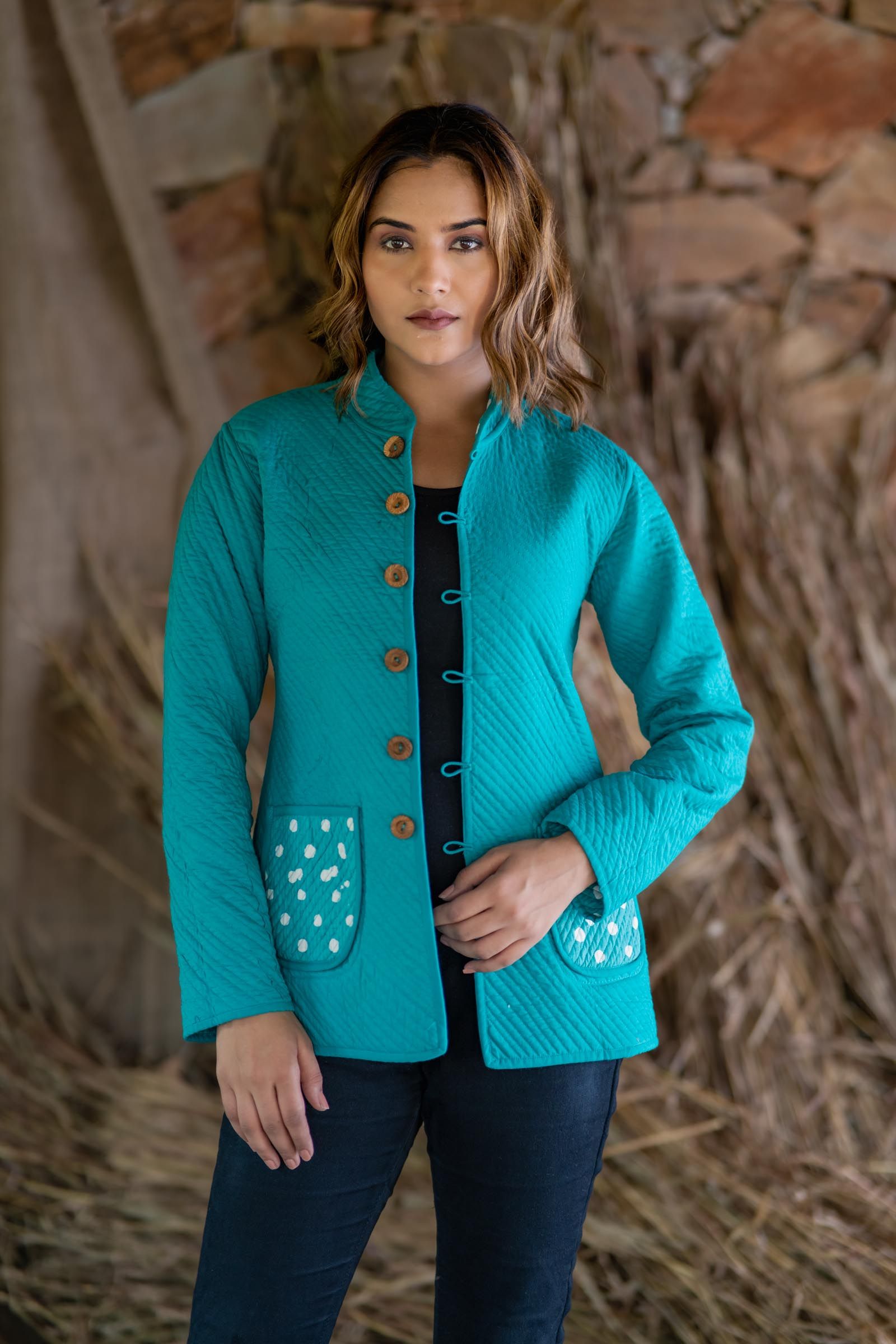 Green Polka Reversible Quilted Jacket