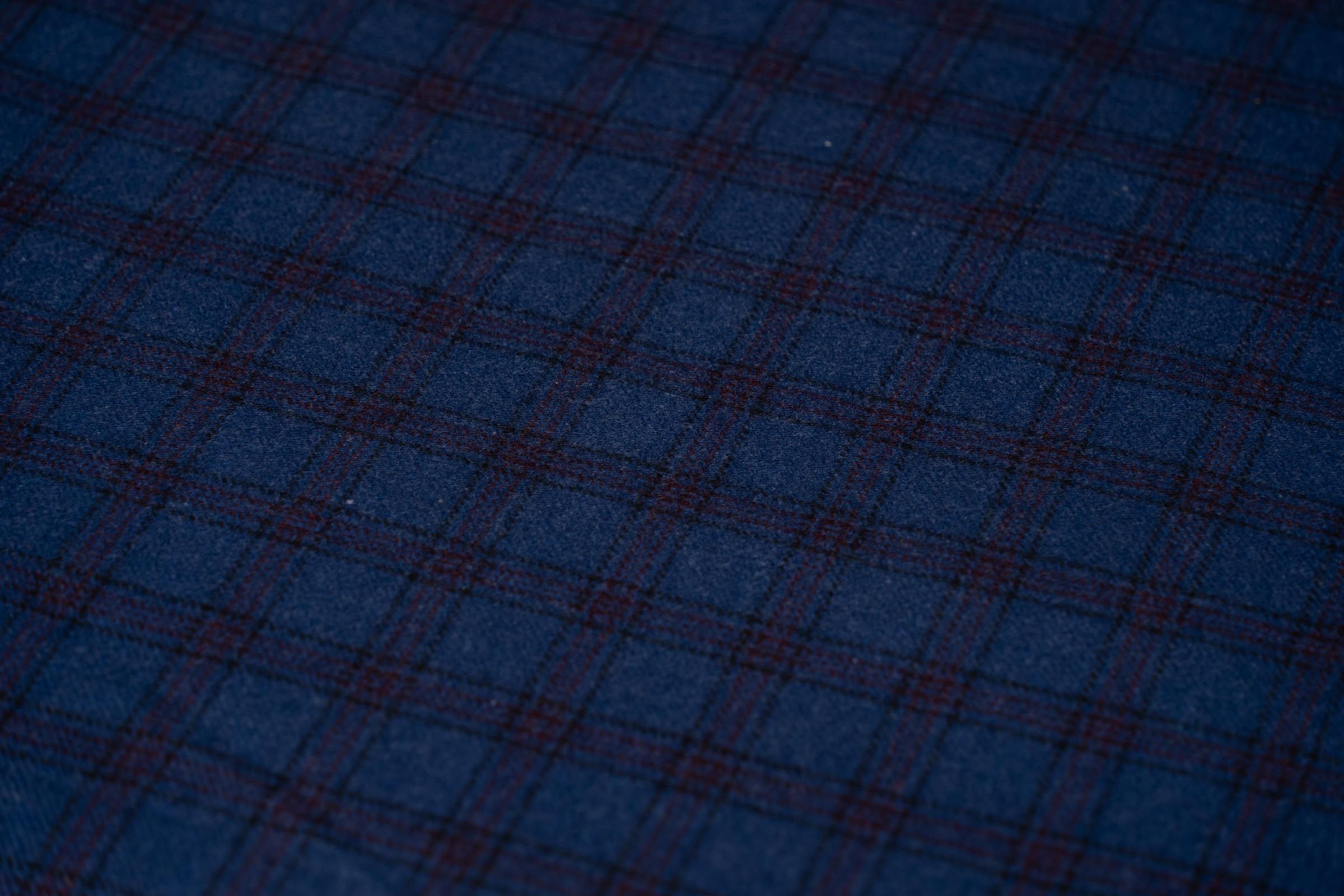 Navy Blue Checks Tweed Wool Fabric