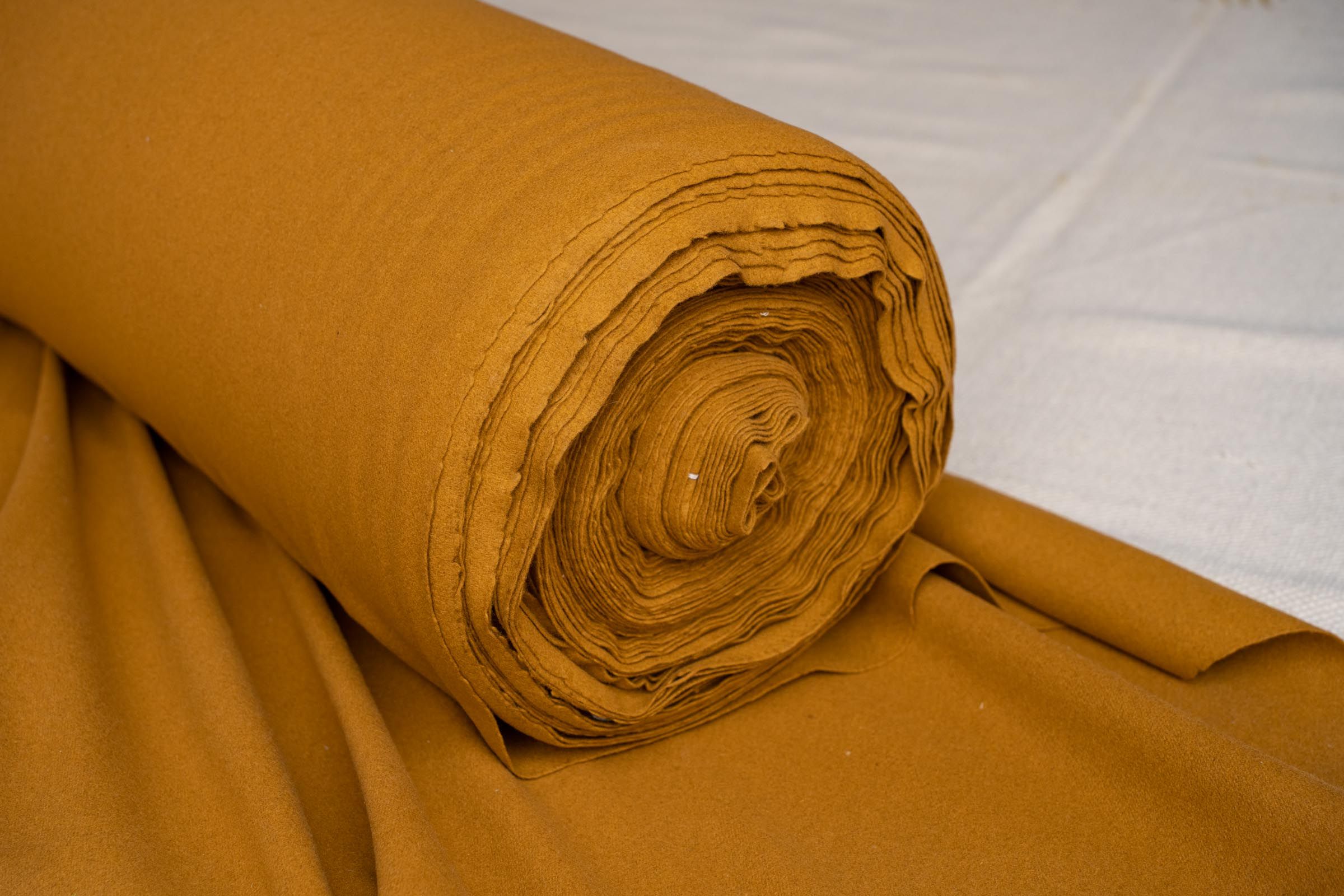 Golden Mustard Tweed Wool Fabric