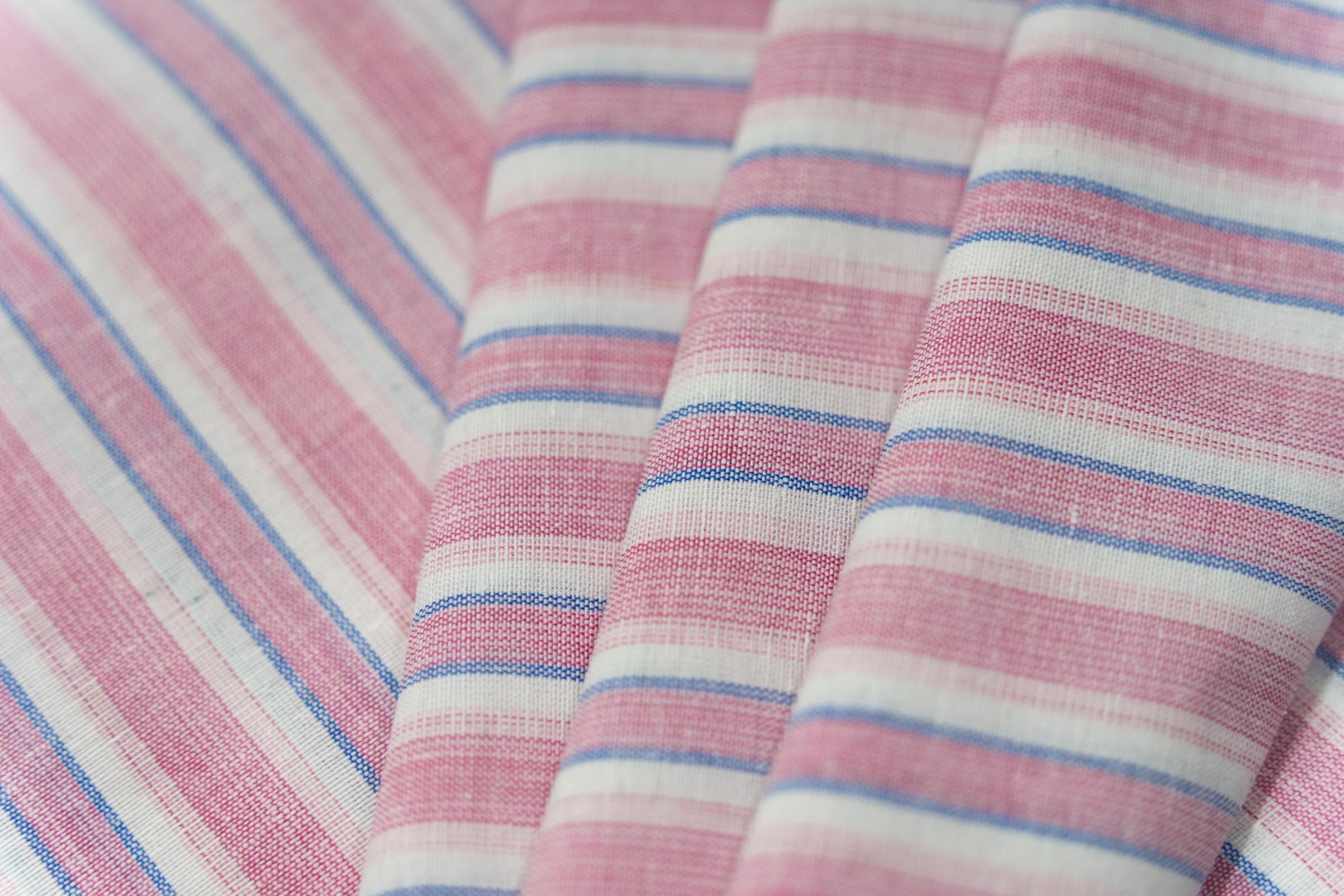 Pink Striped Powerloom Khari Cotton Fabric
