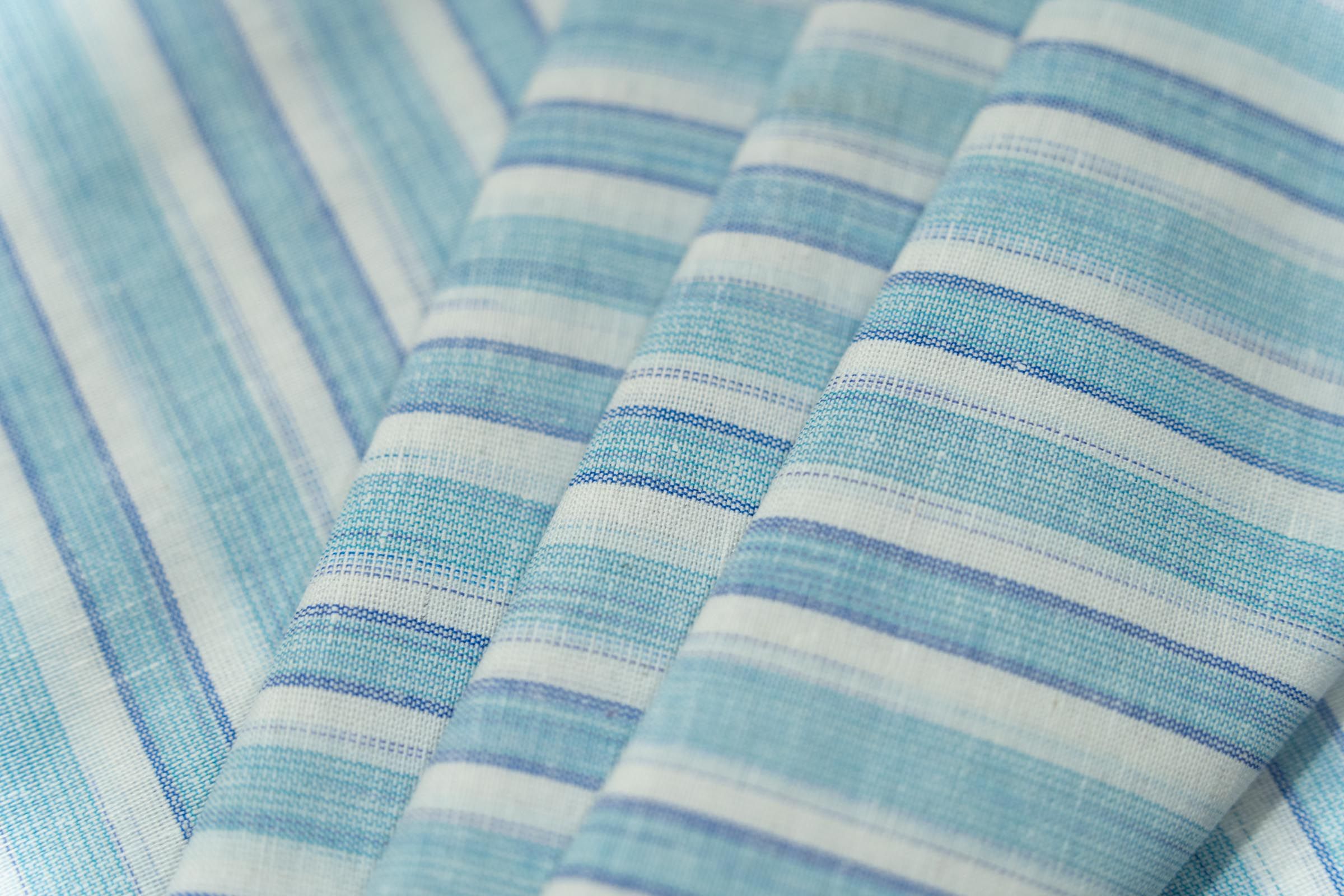 Blue Striped Powerloom Khari Cotton Fabric
